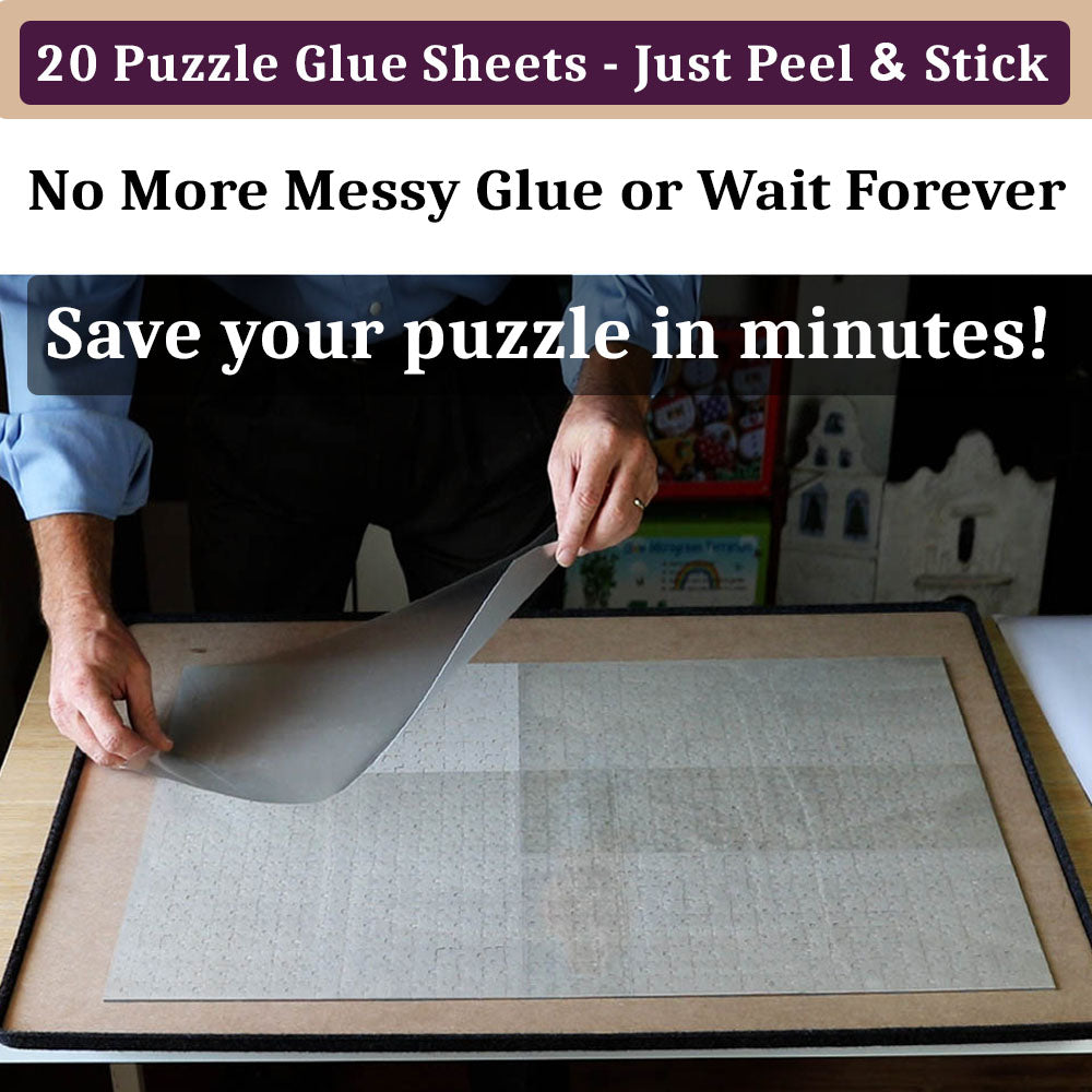 Extra Large & Thick Puzzle Savers Puzzle Back Glue Sheets - 20 Sheets