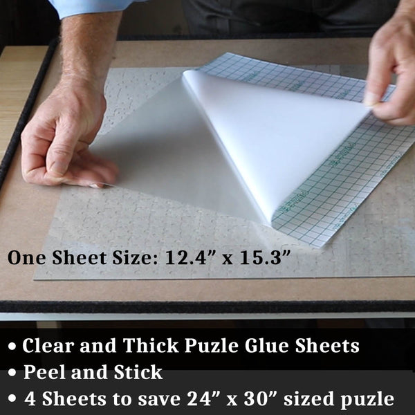 Preserve 1000 Piece Puzzle in Minutes - Extra Large Clear Puzzle Glue Sheets Peel and Stick - 4 Sheets