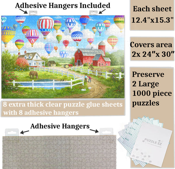 Puzzle Glue Alternative! Extra Large & Thick Puzzle Glue Sheets - 8 Sheets